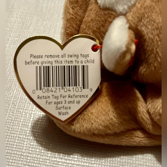 RARE And RETIRED TY BEANIE BABY WRINKLES TAN & WHITE BULL DOG PUPPY 8" 1996 Toy - Picture 12 of 16